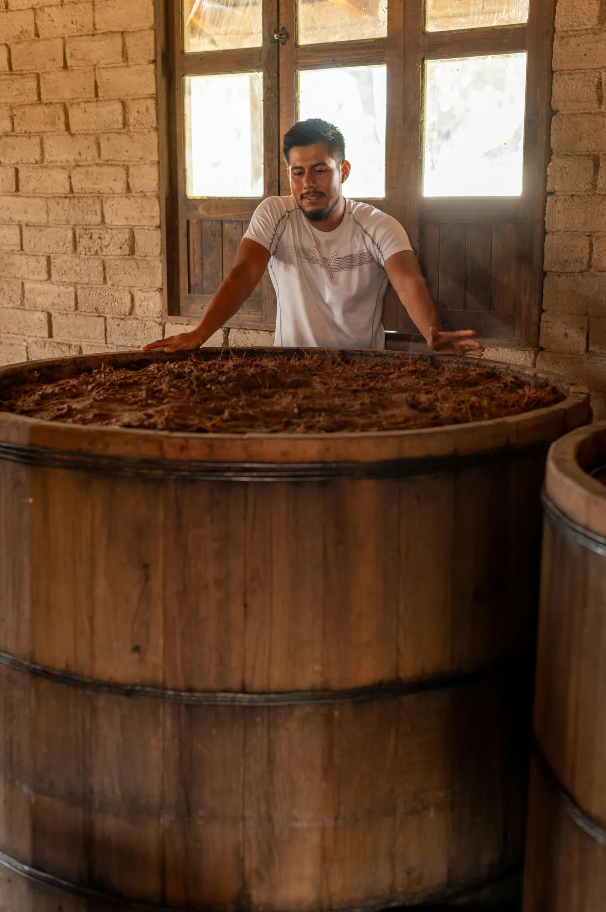 Fermentación — paso 04 del proceso artesanal de Destilería Lorenzana